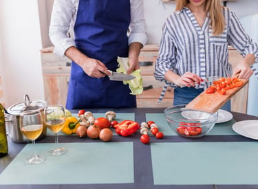 a sugar mommy and sugar baby are preparing to cook together